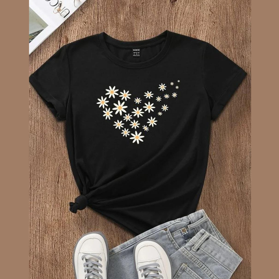 Sun Flower Drop Shoulder T-Shirt