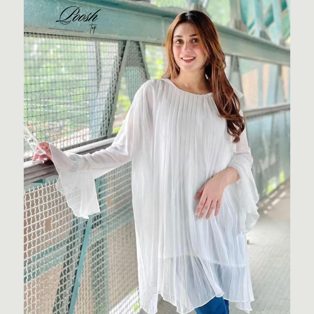 Latest Crunchy Design Chiffon Top With Inner Atteched