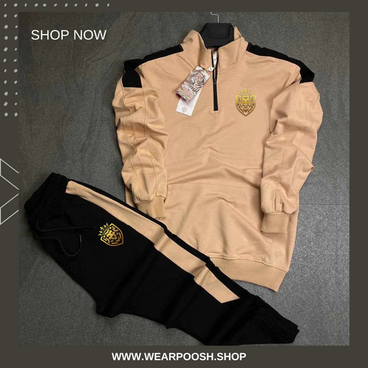 Lion Neck Short Zip Style 2-Pcs Premium Quality Winter Tracksuit.