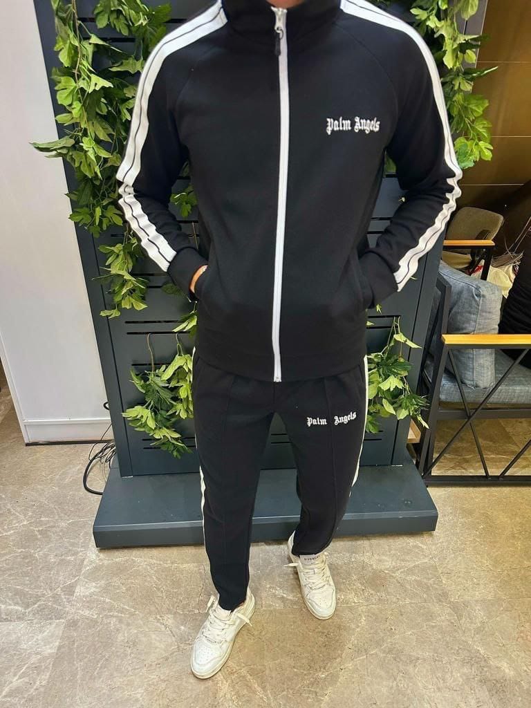 White Stripe High Quality Winter Zipper 2-Piece Tracksuit