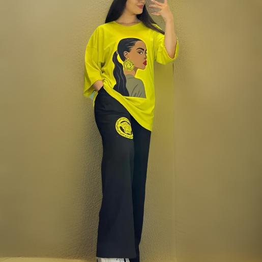 Latest Drop Shoulder Tee with Trouser For Her Article Neon