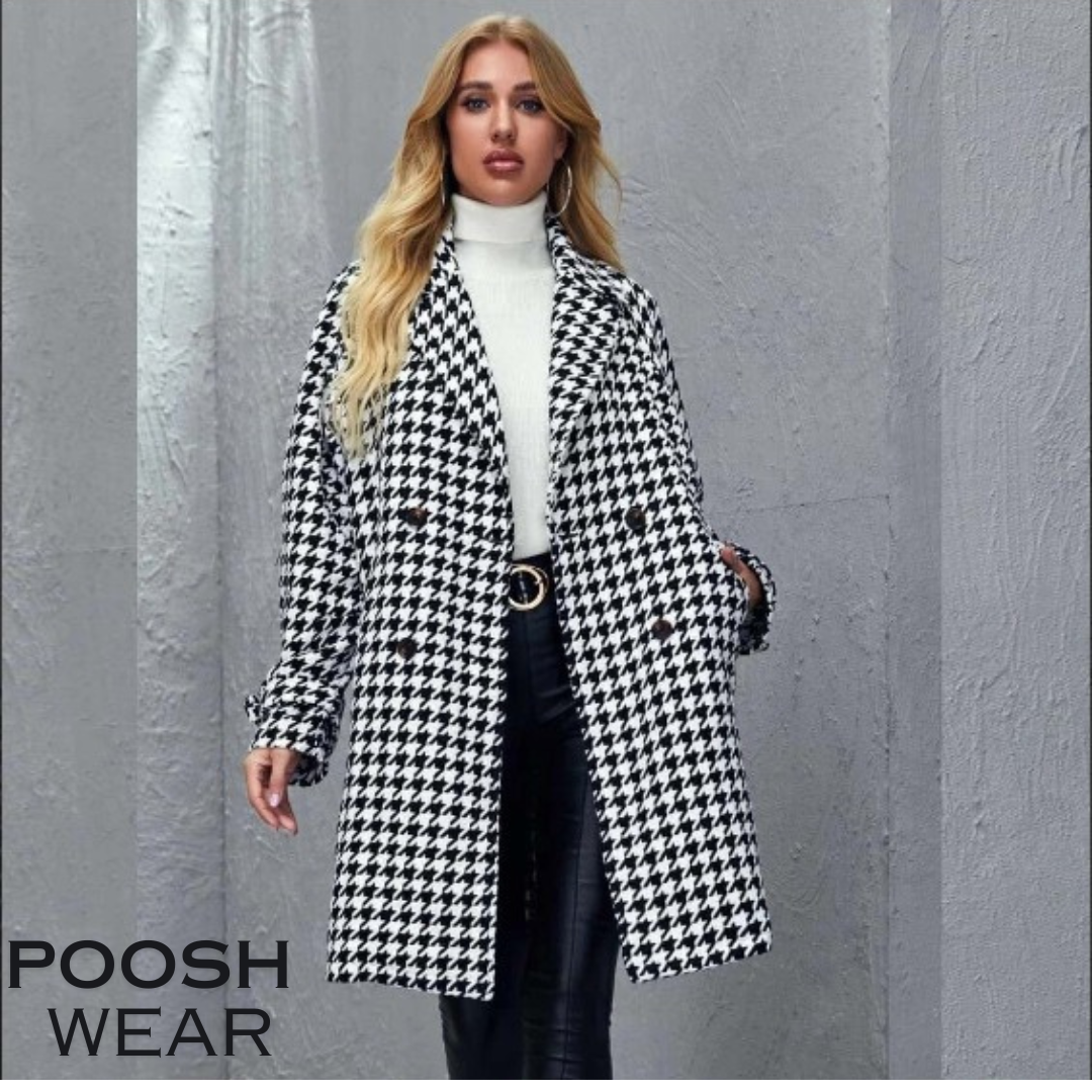 Winter White Arrow Printed Trench Stylish Coat.