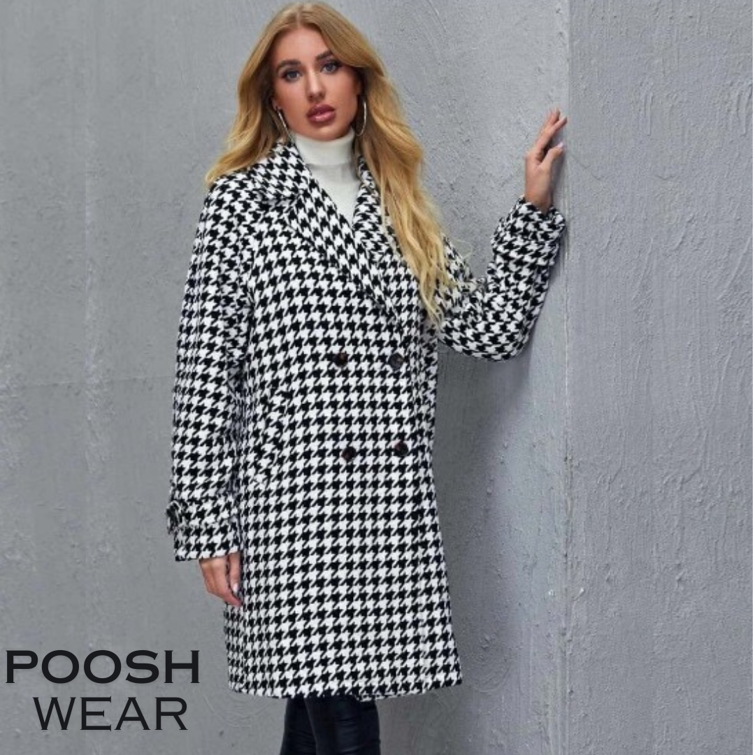 Winter White Arrow Printed Trench Stylish Coat.