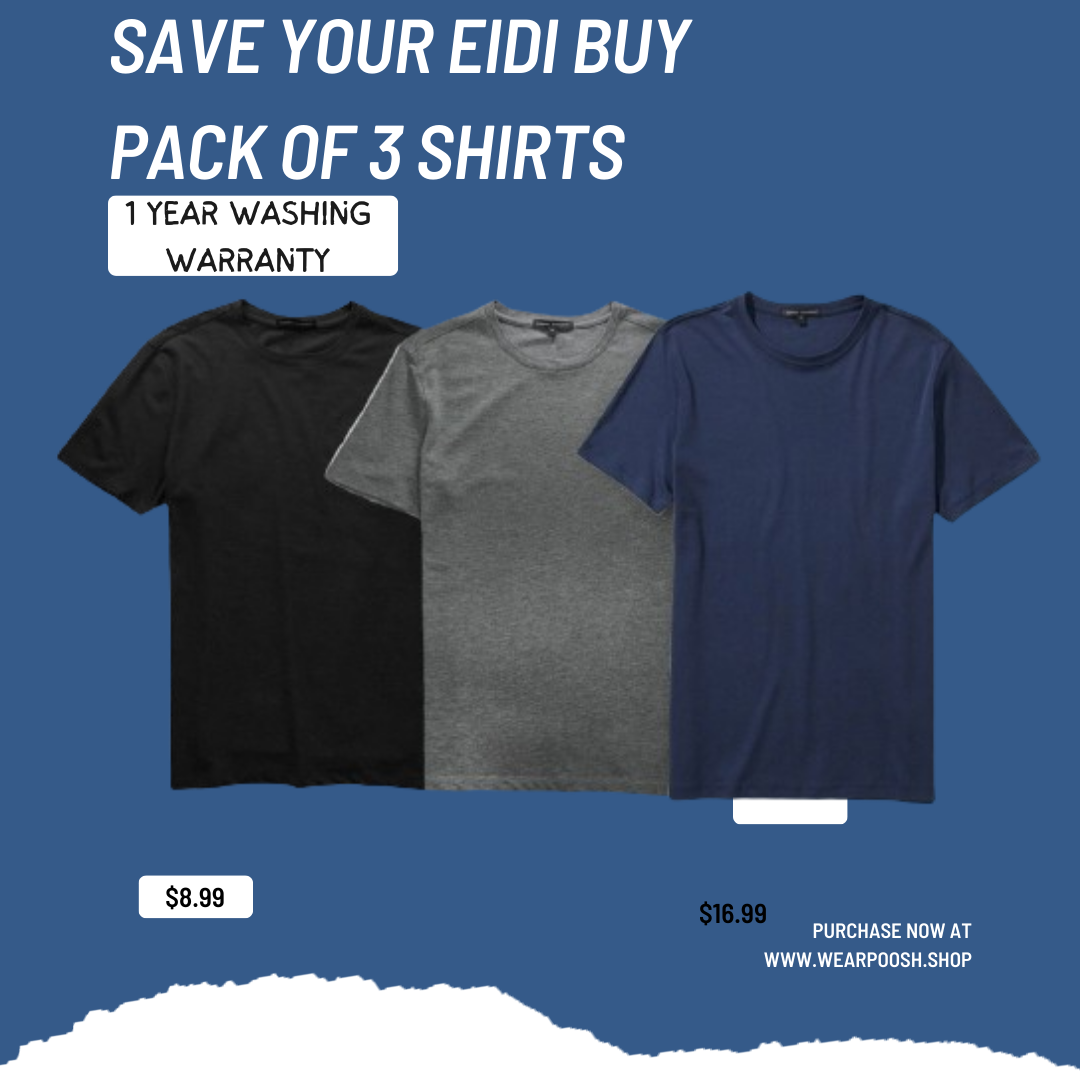 Bundle Of 3 Round Neck Quality T-Shirts Pack.