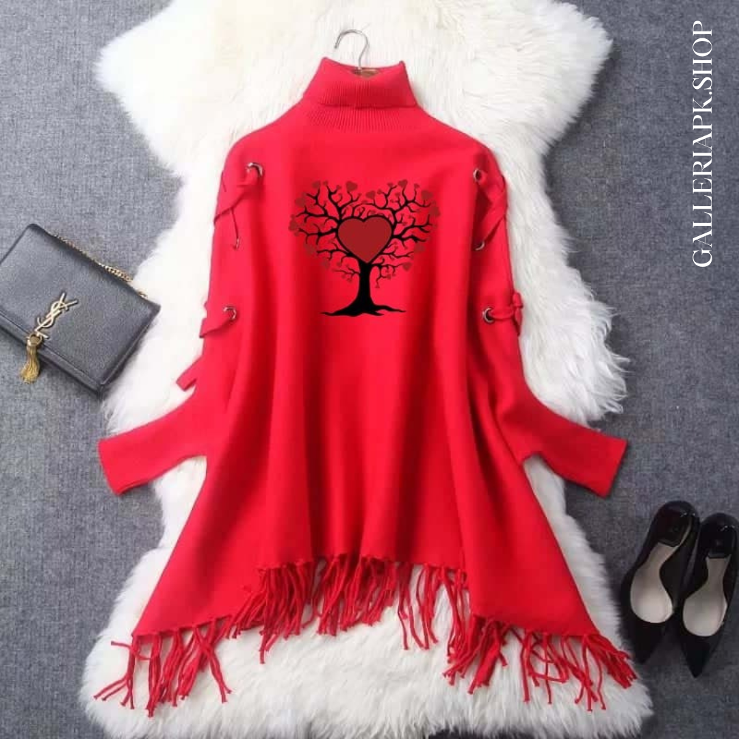 Red Tree WInter Poncho.