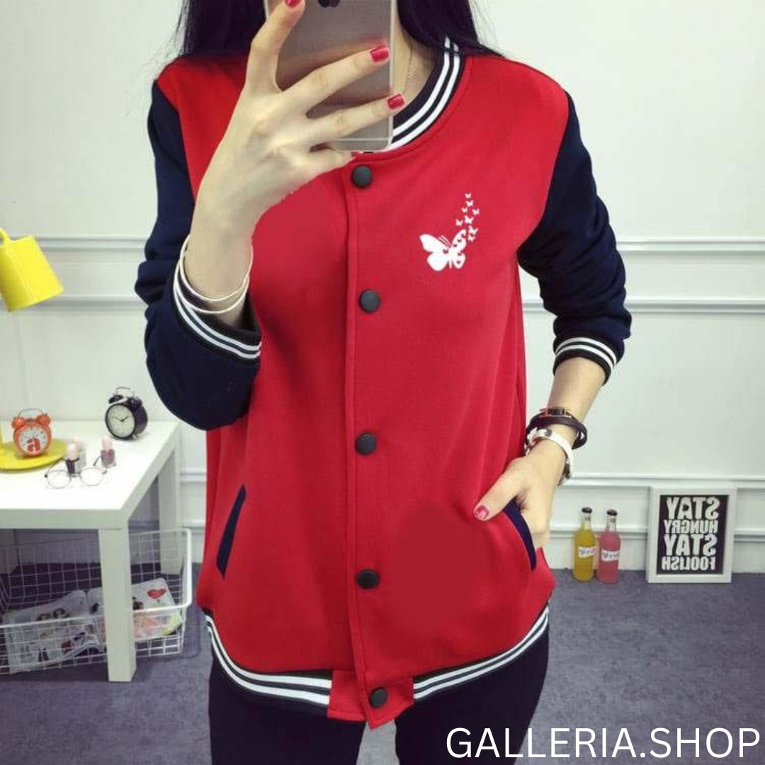 Red Stripe Button Jacket.