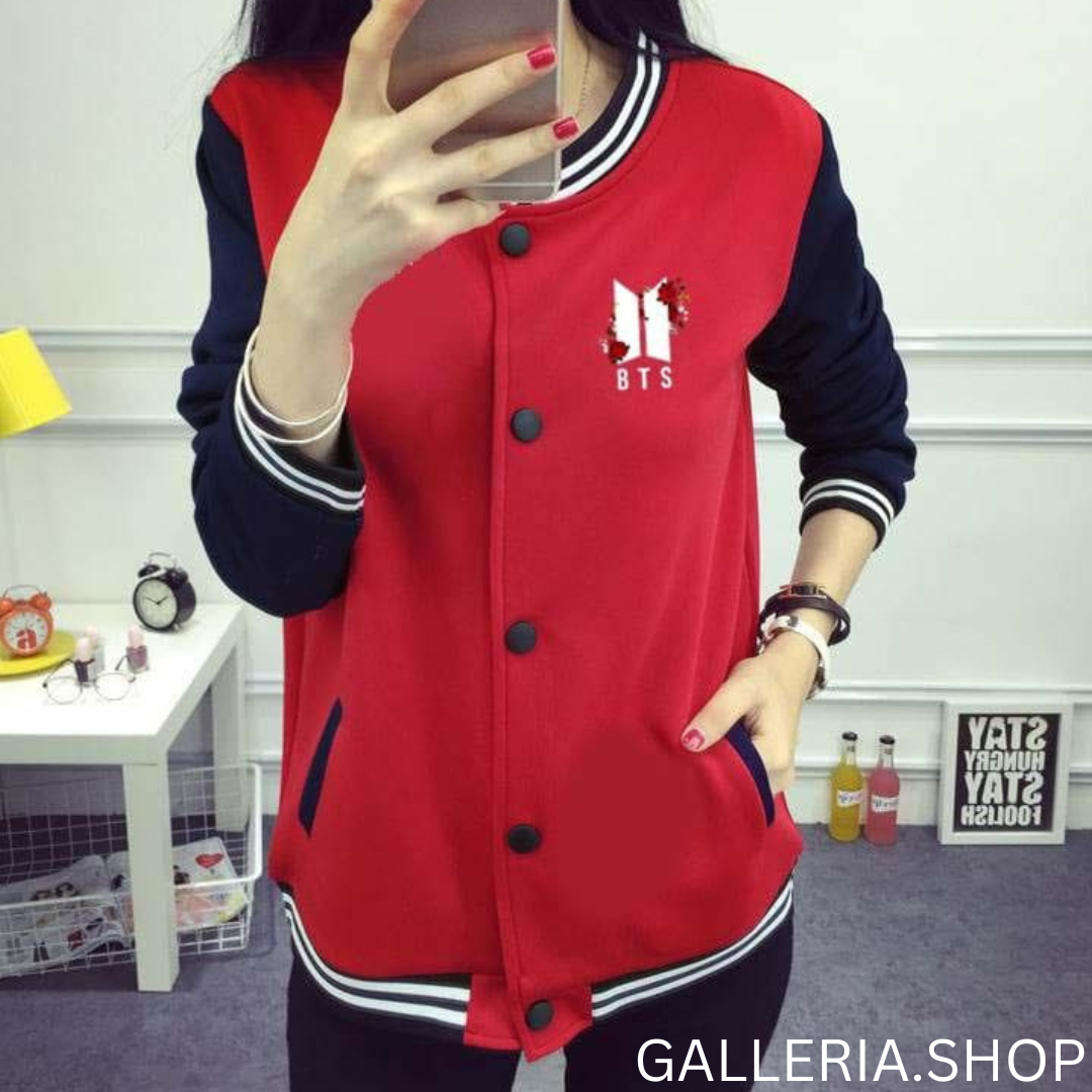 Red Stripe Button Jacket.